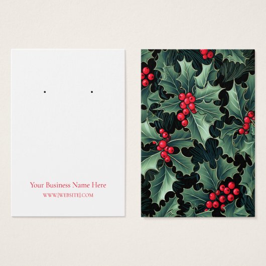 Kerst Holly Oorbel Display Kaart (Voorkant /achterkant)