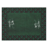 Kerst Holly op Festive Green Faux Burlap Tafelkleed (Voorkant (Horizontaal))