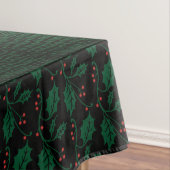Kerst Holly op Festive Green Faux Burlap Tafelkleed (Voorbeeld)