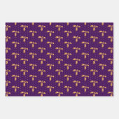 Kerst Holly op Paarse, zwart en wit Inpakpapier Vel (Voorkant)