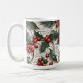 Kerst Holly Ornamental Pattern Grote Koffie Mok (Links)