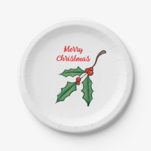 Kerst Holly Papier Borden Papieren Bordje