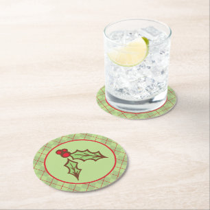 Kerst Holly Papier Onderzetters