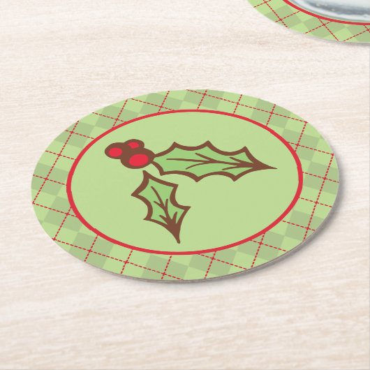 Kerst Holly Papier Onderzetters (Gebogen)