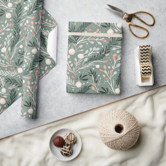Kerst Holly Patroon Cadeaupapier (Crafts)