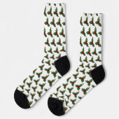 Kerst Holly Patroon Wit Sokken (Links)