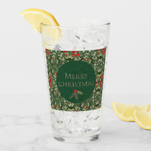 Kerst Holly Pattern Glass Tumbler