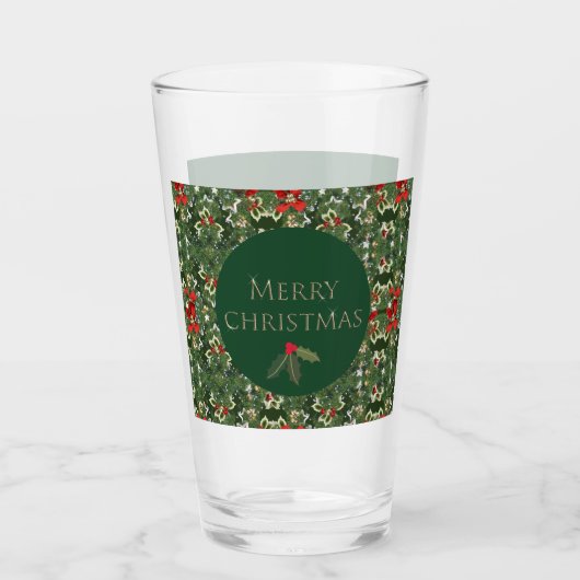 Kerst Holly Pattern Glass Tumbler (Voorkant)