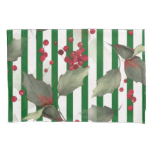 Kerst Holly Pattern Green Stripes