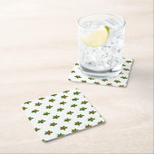 Kerst Holly Pattern Red Berries Green Leaves Kartonnen Onderzetters (Insitu)