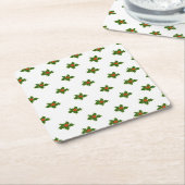 Kerst Holly Pattern Red Berries Green Leaves Kartonnen Onderzetters (Schuin)