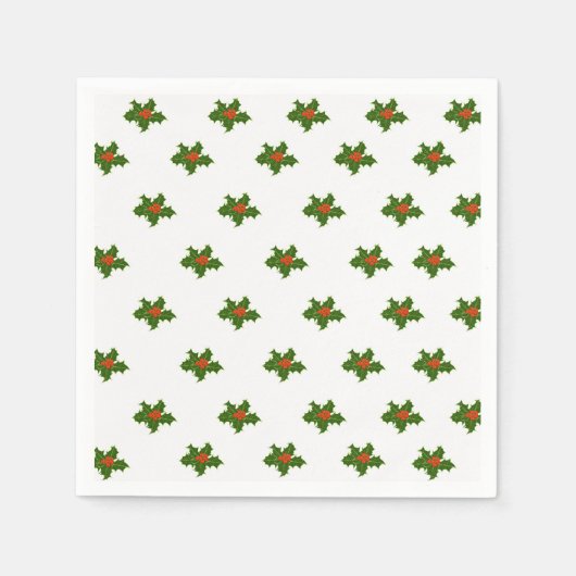 Kerst Holly Pattern Red Berries Green Leaves Servet (Voorkant)