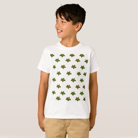 Kerst Holly Pattern T-Shirt (Voorkant volledig)
