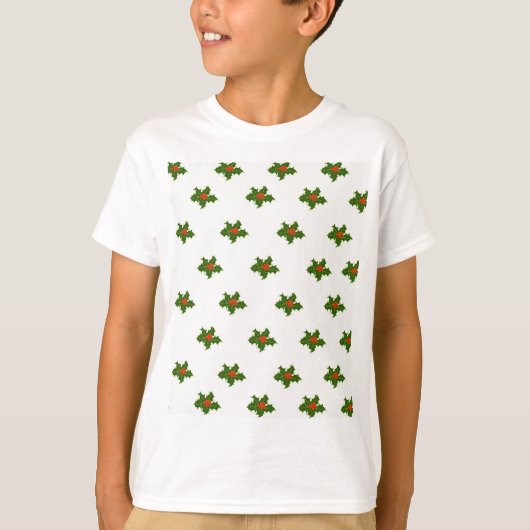 Kerst Holly Pattern T-Shirt (Voorkant)