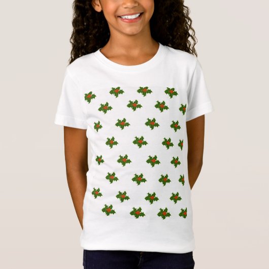Kerst Holly Pattern T-Shirt (Voorkant)