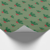 Kerst Holly Patterned Wrapping Papier (Hoek)