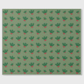 Kerst Holly Patterned Wrapping Papier (Vlak)