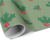Kerst Holly Patterned Wrapping Papier (Rol Hoek)