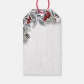 Kerst Holly Pine Branch Rustieke foto Vakantie Cadeaulabel (Achterkant)