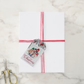 Kerst Holly Pine Branch Rustieke foto Vakantie Cadeaulabel (Met Touw)