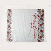 Kerst Holly Poinsettia Fotocabine Achtergrond Wandkleed (Voorkant (horizontaal))