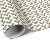 Kerst Holly Red Berries Green Leaves Cadeaupapier (Rol Hoek)