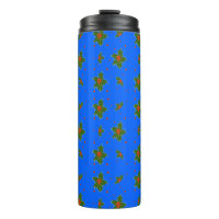 Kerst Holly Red Berry Pattern op Festive Blue