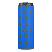 Kerst Holly Red Berry Pattern op Festive Blue Thermosbeker (Achterkant)