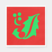 Kerst Holly Red Green Kerstmis Servetten (Voorkant)