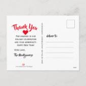 Kerst Holly Red Script Dank u Briefkaart (Achterkant)