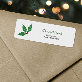 Kerst Holly retour adreslabel Etiket