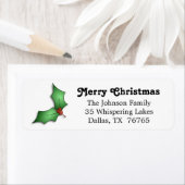 Kerst Holly retour adreslabel Etiket (Insitu)