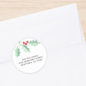 Kerst Holly retouradres Ronde Sticker