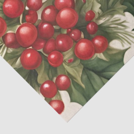 Kerst Holly & Rode bessen Tissue Papier (Detail)