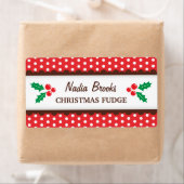 Kerst holly rode polka stippen inblikken potje lab etiket (Insitu)