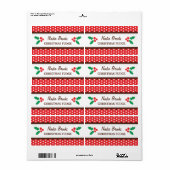 Kerst holly rode polka stippen inblikken potje lab etiket (Full Sheet)