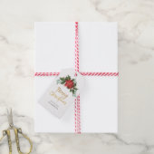 Kerst Holly rood en groen script Cadeaulabel (Met Touw)