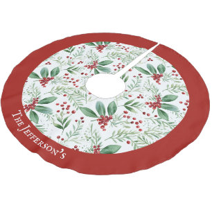 Kerst Holly Rood en Wit Familienaam Kerstboom Rok