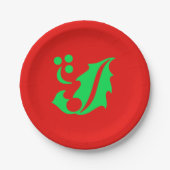 Kerst Holly Rood Groen 4Geri Papieren Bordje (Voorkant)