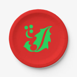 Kerst Holly Rood Groen 4Geri Papieren Bordje