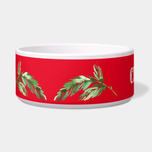 Kerst Holly Rood & Groene Naam Hondenkom Voerbakje
