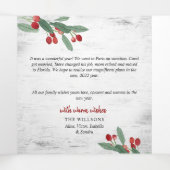 Kerst Holly Rustic Birch Bark Multi Photo Tri- Drieluik Wenskaart (Binnenkant midden)