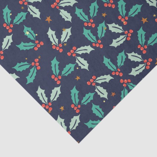 Kerst Holly Seamless Pattern Tissuepapier (Detail)