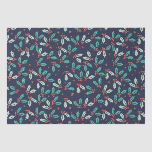 Kerst Holly Seamless Pattern Tissuepapier (Voorkant)