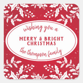 Kerst Holly Stickers met familienaam