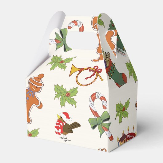 Kerst Holly, taart en Gingerbrood Man Bedankdoosjes (Voorkant Zijde)