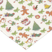 Kerst Holly, taart en Gingerbrood Man Korte Tafelloper (Hoek)