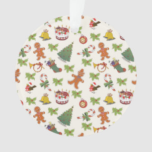 Kerst Holly, taart en Gingerbrood Man Ornament