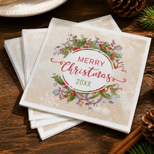 Kerst Holly Tak Papieren Servetten