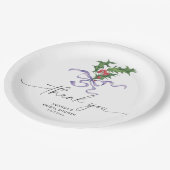 Kerst holly tak vrijgezellenfeest papieren bordje (Gekanteld)